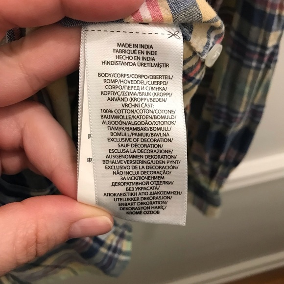 Polo Ralph Lauren Madras Plaid Shirt XS Patchwork star boyfriend fit relaxed - Picture 15 of 16